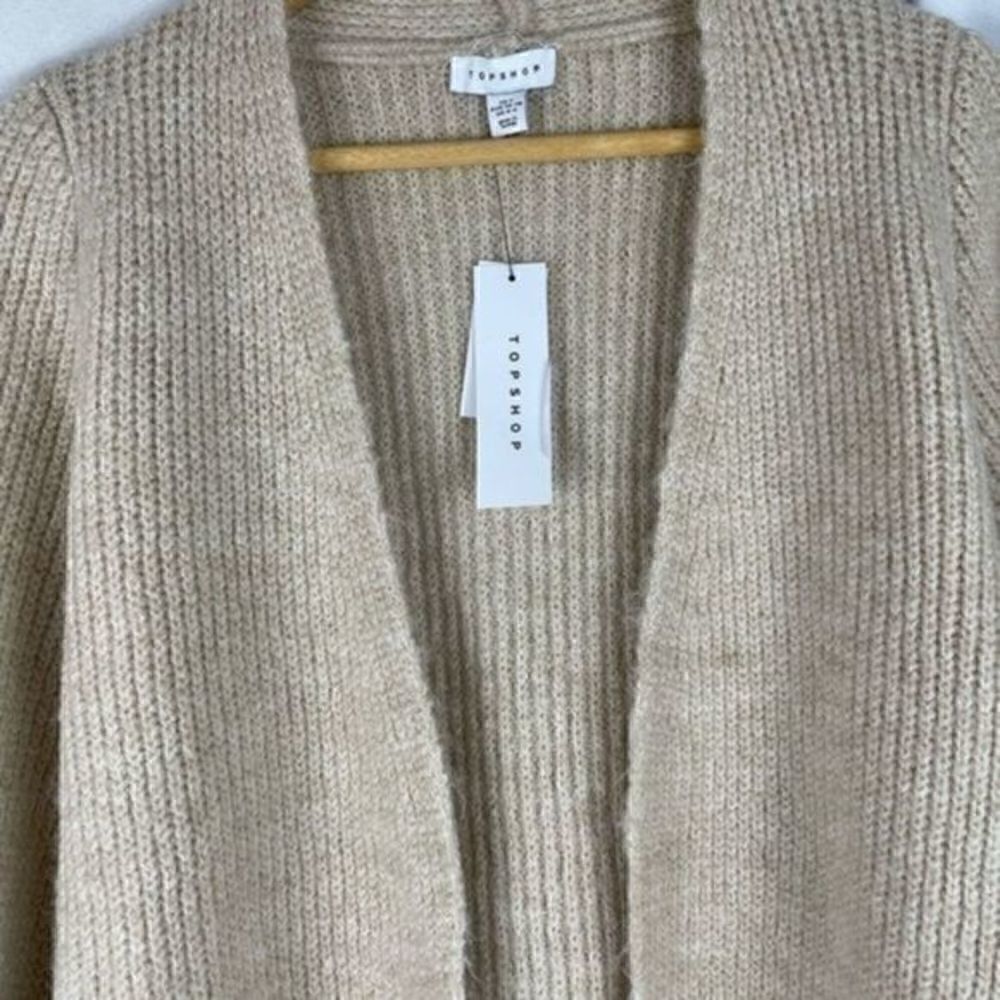 Topshop Cream Wool Blend Belted Open Front Cardigan Small NWT - Picture 6 of 7
